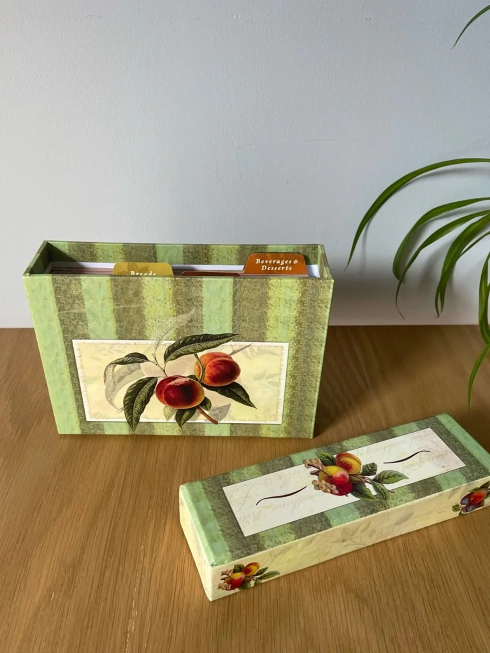 Decorative Peach Fruit Motif Recipe Keepsake Box with Recipe Cards - Picture 3 of 13